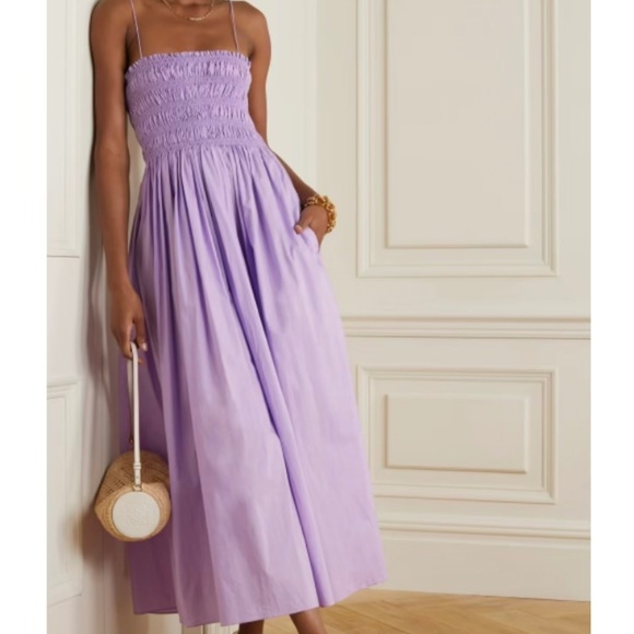 matteau purple dress Matteau Purple Cotton Plunge Halter Dress